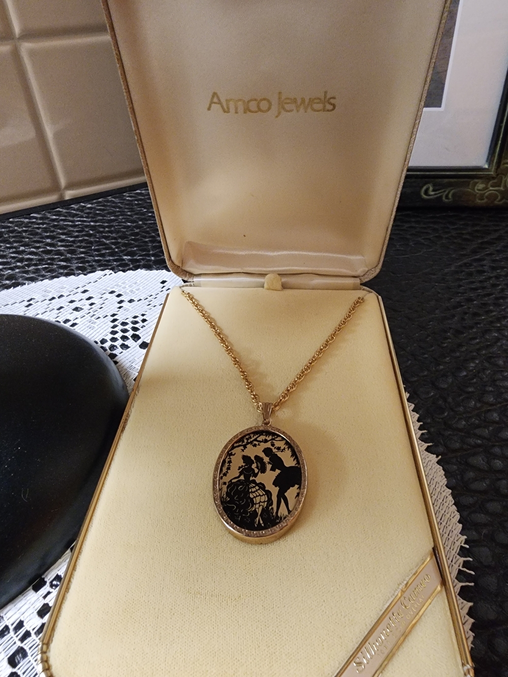 Mint Vintage Amco Gold Silhouette Necklace - 14k Gold Overlay